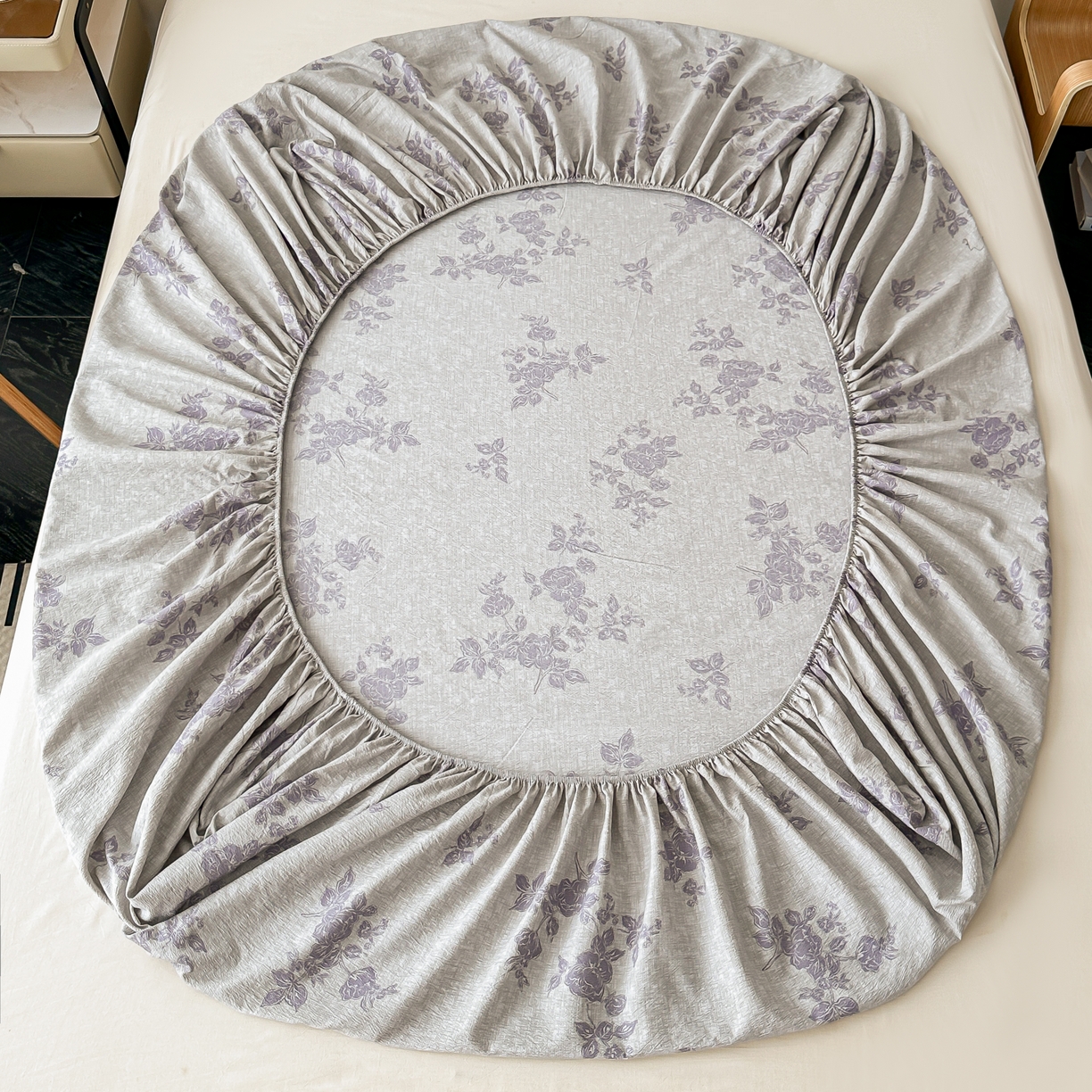 91家纺网 家纺一手货源 找家纺 梦嘉居 2025新款加厚亚麻皱皱纱床笠单床笠枕套床笠单品 水云间