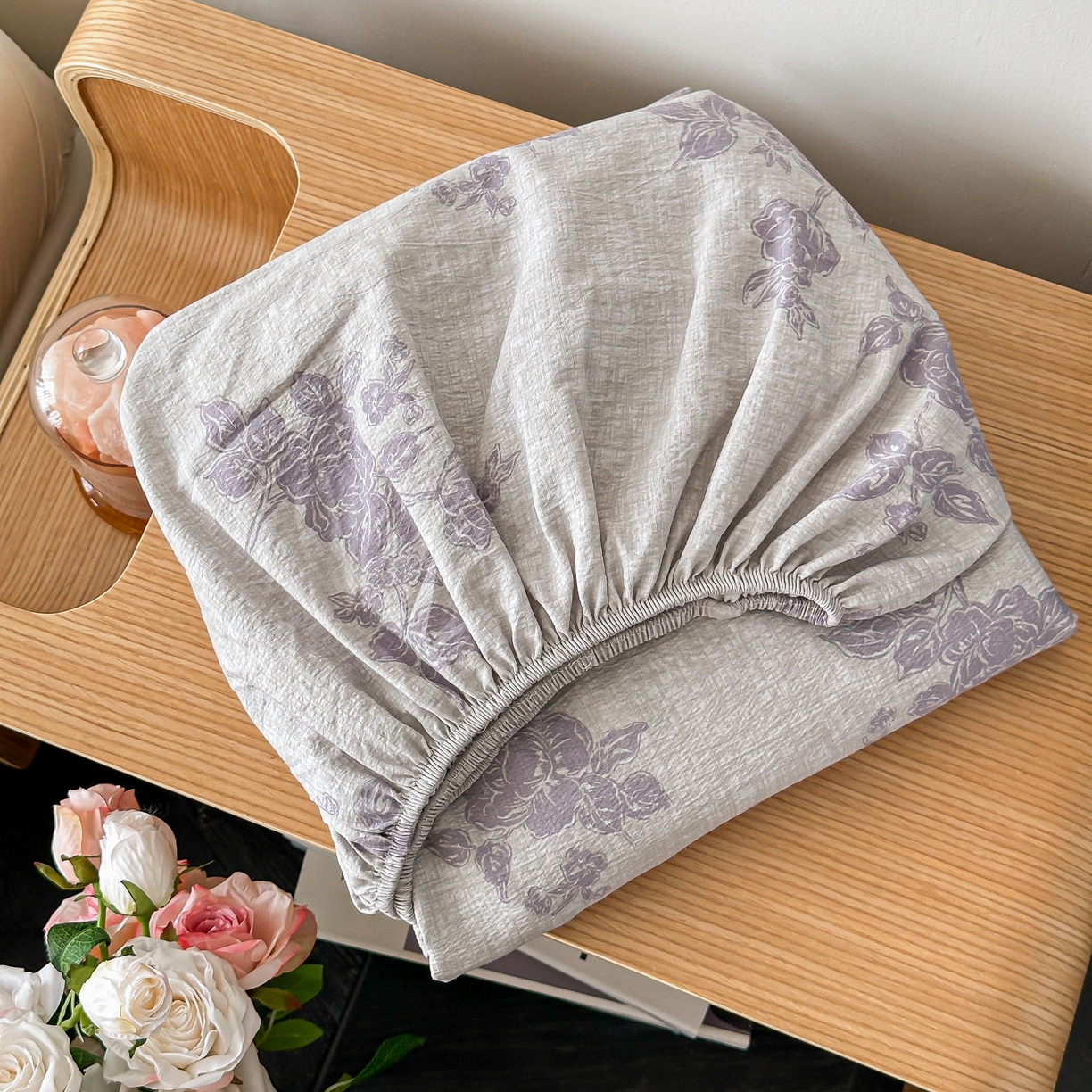 91家纺网 家纺一手货源 找家纺 梦嘉居 2025新款加厚亚麻皱皱纱床笠单床笠枕套床笠单品 水云间