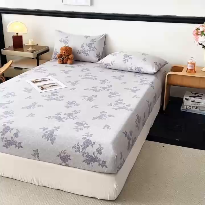 91家纺网 家纺一手货源 找家纺 梦嘉居 2025新款加厚亚麻皱皱纱床笠单床笠枕套床笠单品 水云间