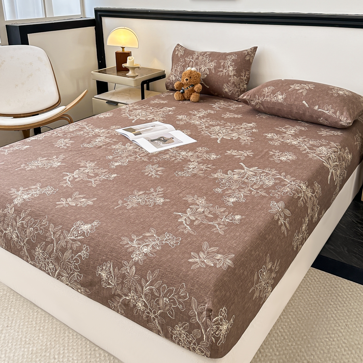 梦嘉居 2025新款加厚亚麻皱皱纱床笠单床笠枕套床笠单品 云水谣