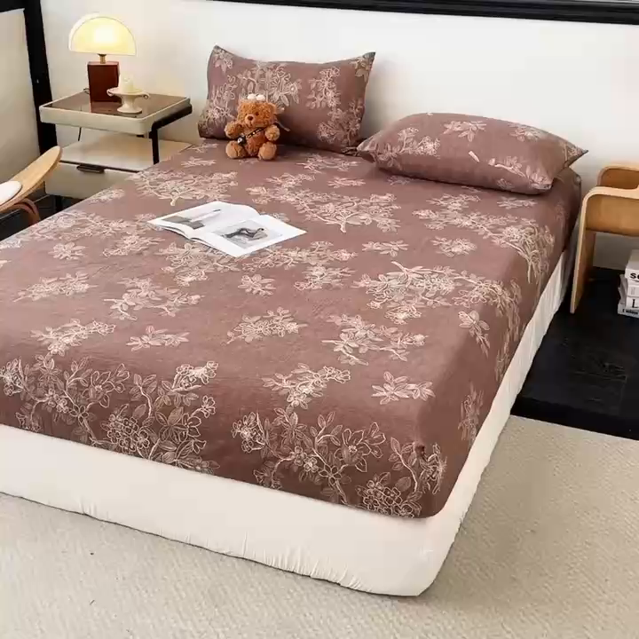 91家纺网 家纺一手货源 找家纺 梦嘉居 2025新款加厚亚麻皱皱纱床笠单床笠枕套床笠单品 云水谣