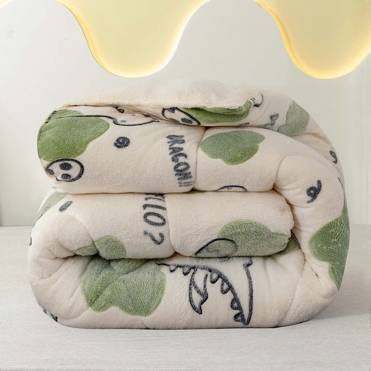 91家纺网 家纺一手货源 找家纺 悦织湾家纺 2025暖绒冬季被子A面雪花绒牛奶绒塔芙绒B面羊羔绒加厚速暖2025新款跨境出口外贸电商热销款可定做 雪花绒丛林恐龙