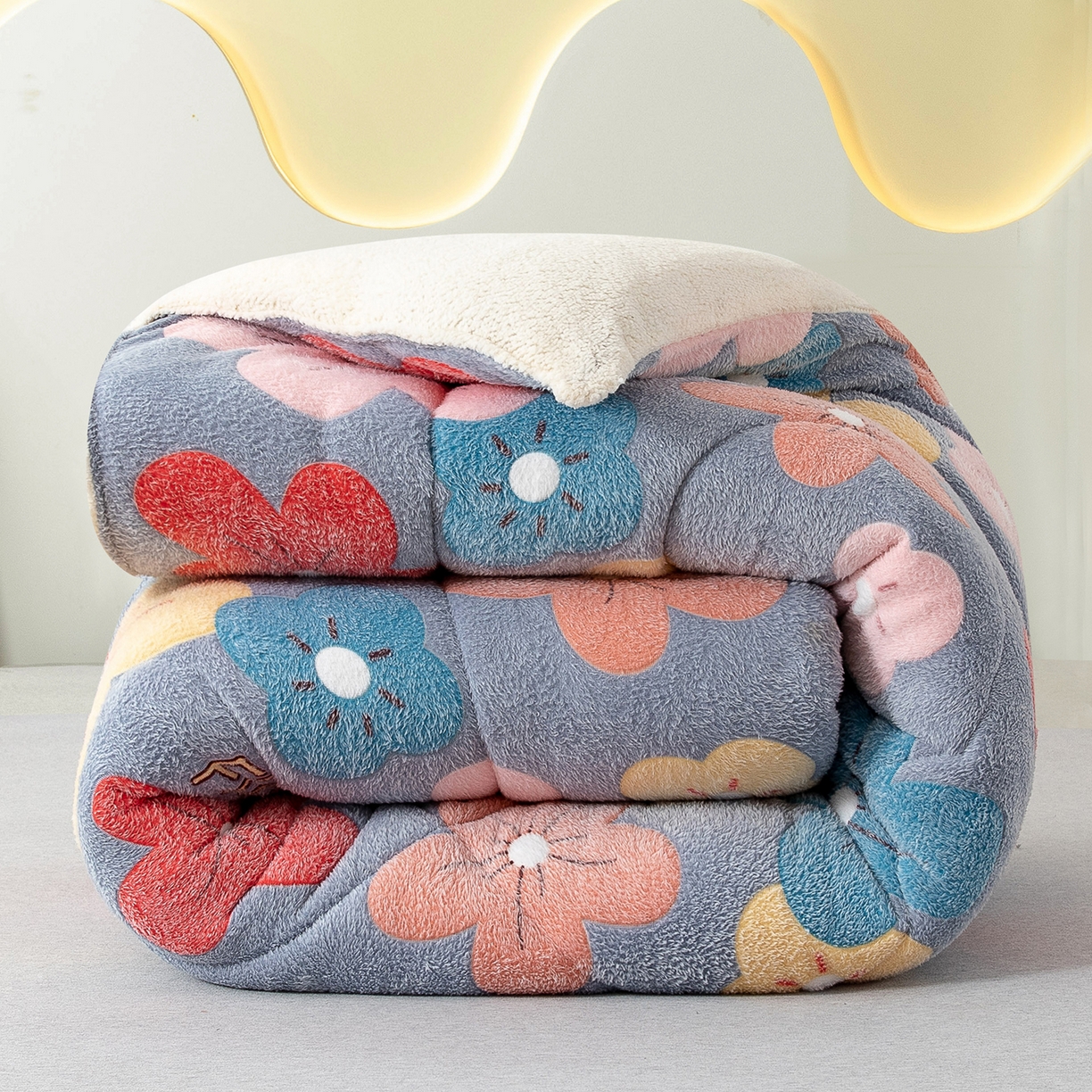 91家纺网 家纺一手货源 找家纺 悦织湾家纺 2025暖绒冬季被子A面雪花绒牛奶绒塔芙绒B面羊羔绒加厚速暖2025新款跨境出口外贸电商热销款可定做 雪花绒妙笔生花