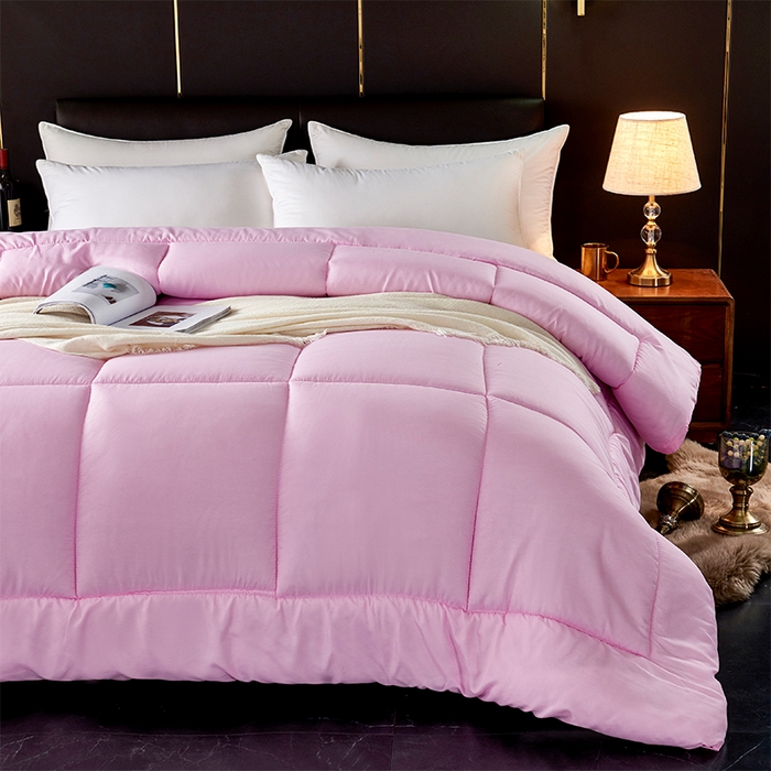 91家纺网 家纺一手货源 找家纺 悦织湾家纺 2025仿棉印花纯色学生被春秋被冬被四季通用被子被芯量多价优整年不断货 粉