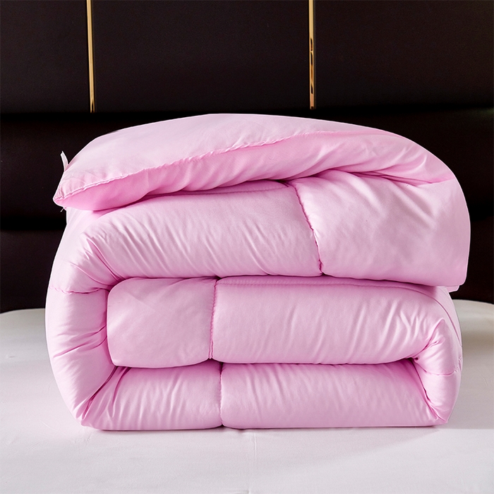 91家纺网 家纺一手货源 找家纺 悦织湾家纺 2025仿棉印花纯色学生被春秋被冬被四季通用被子被芯量多价优整年不断货 粉