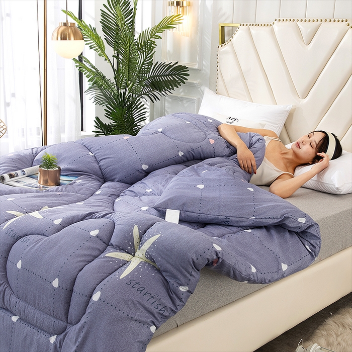 91家纺网 家纺一手货源 找家纺 悦织湾家纺 2025仿棉印花纯色学生被春秋被冬被四季通用被子被芯量多价优整年不断货 海星派对