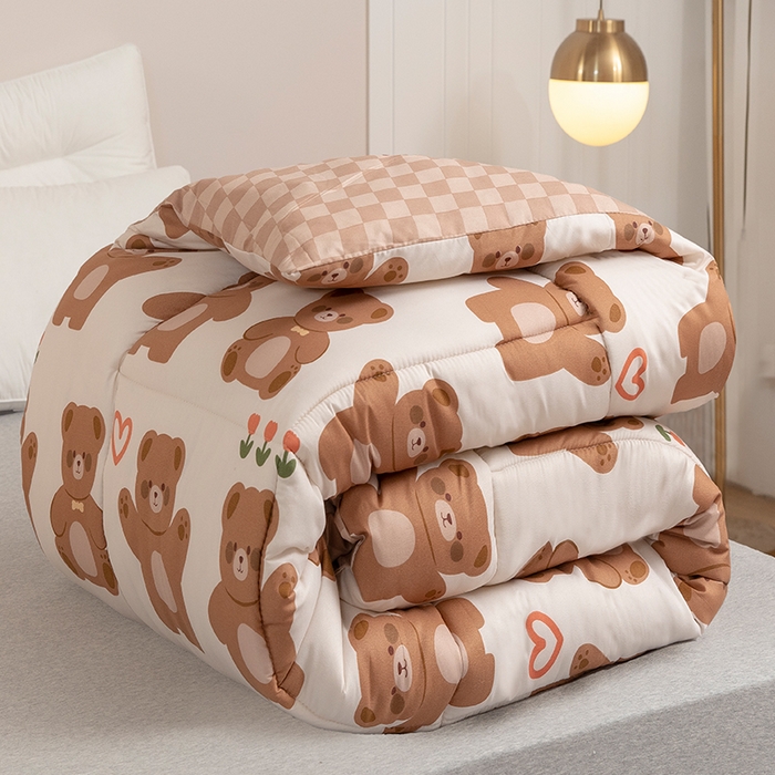 91家纺网 家纺一手货源 找家纺 悦织湾家纺 2025仿棉印花纯色学生被春秋被冬被四季通用被子被芯量多价优整年不断货 浣熊