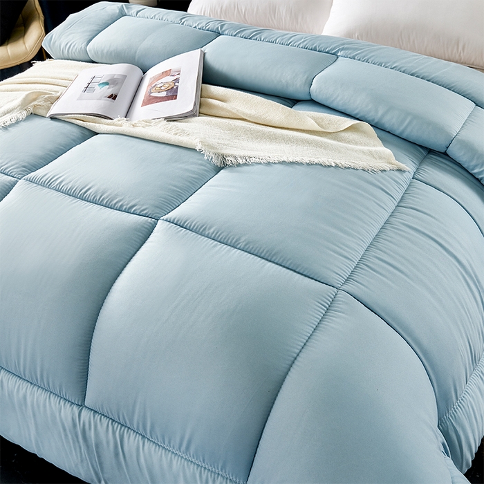 91家纺网 家纺一手货源 找家纺 悦织湾家纺 2025仿棉印花纯色学生被春秋被冬被四季通用被子被芯量多价优整年不断货 蓝色