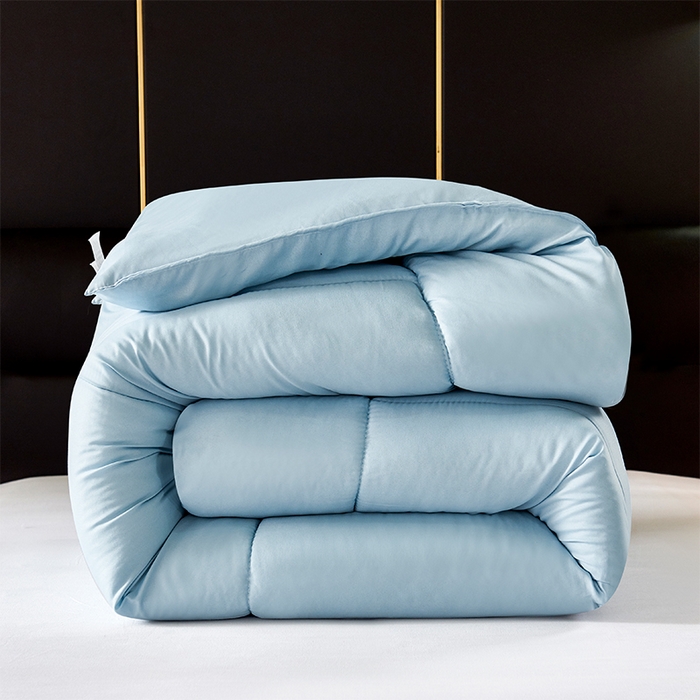 91家纺网 家纺一手货源 找家纺 悦织湾家纺 2025仿棉印花纯色学生被春秋被冬被四季通用被子被芯量多价优整年不断货 蓝色