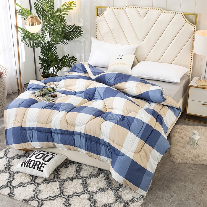 91家纺网 家纺一手货源 找家纺 悦织湾家纺 2025仿棉印花纯色学生被春秋被冬被四季通用被子被芯量多价优整年不断货 蓝色印象