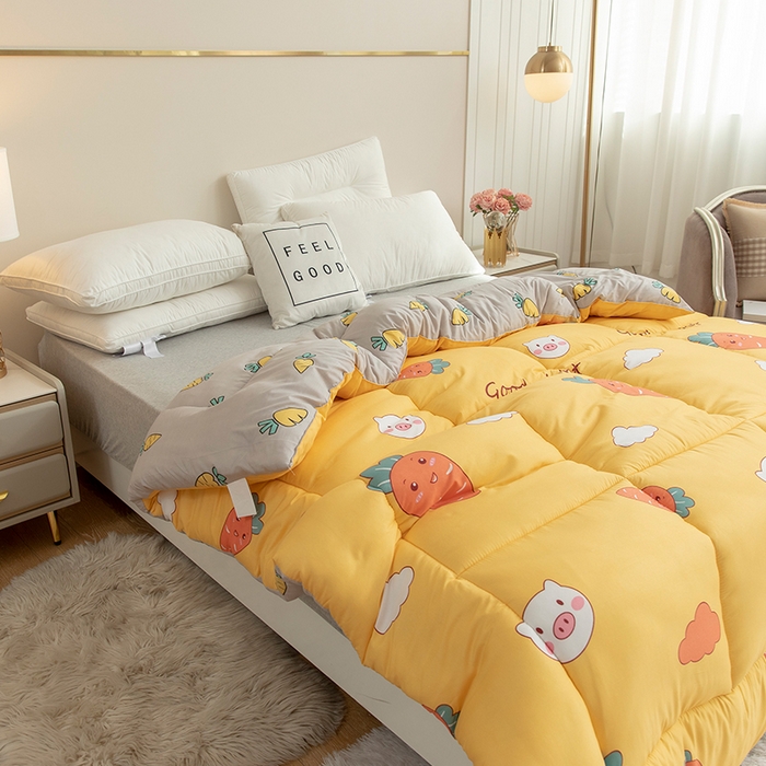 91家纺网 家纺一手货源 找家纺 悦织湾家纺 2025仿棉印花纯色学生被春秋被冬被四季通用被子被芯量多价优整年不断货 萝卜