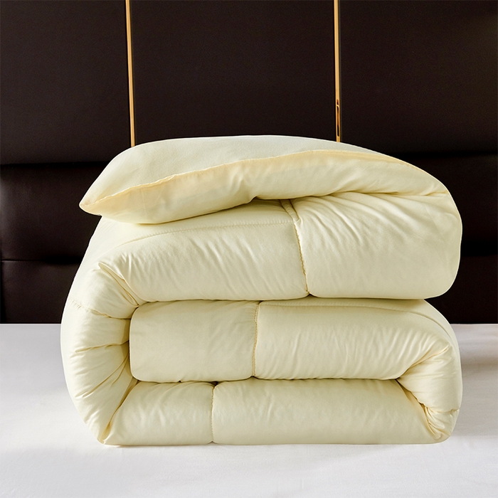 91家纺网 家纺一手货源 找家纺 悦织湾家纺 2025仿棉印花纯色学生被春秋被冬被四季通用被子被芯量多价优整年不断货 米黄