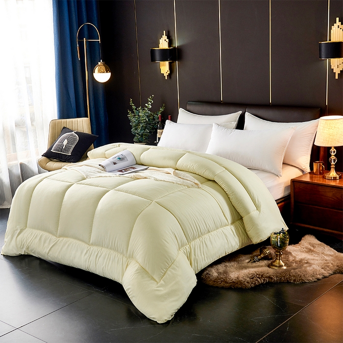 91家纺网 家纺一手货源 找家纺 悦织湾家纺 2025仿棉印花纯色学生被春秋被冬被四季通用被子被芯量多价优整年不断货 米黄