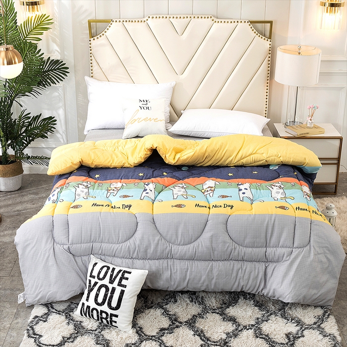 悦织湾家纺 2025仿棉印花纯色学生被春秋被冬被四季通用被子被芯量多价优整年不断货 喵星人