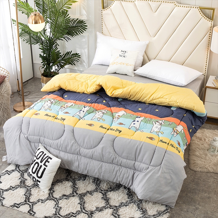 91家纺网 家纺一手货源 找家纺 悦织湾家纺 2025仿棉印花纯色学生被春秋被冬被四季通用被子被芯量多价优整年不断货 喵星人