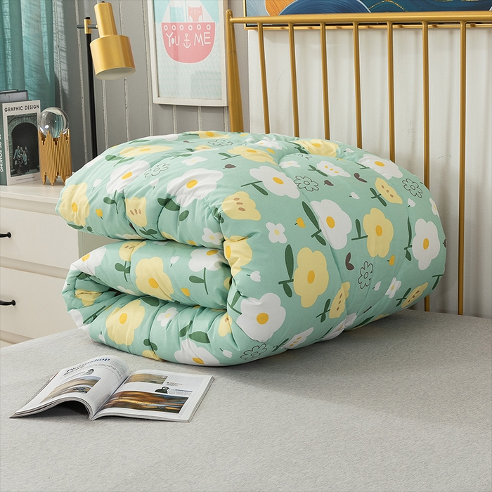 91家纺网 家纺一手货源 找家纺 悦织湾家纺 2025仿棉印花纯色学生被春秋被冬被四季通用被子被芯量多价优整年不断货 清新物语