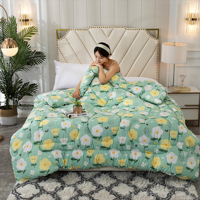 91家纺网 家纺一手货源 找家纺 悦织湾家纺 2025仿棉印花纯色学生被春秋被冬被四季通用被子被芯量多价优整年不断货 清新物语