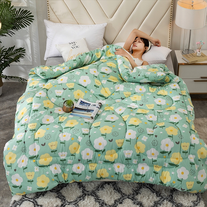 91家纺网 家纺一手货源 找家纺 悦织湾家纺 2025仿棉印花纯色学生被春秋被冬被四季通用被子被芯量多价优整年不断货 清新物语