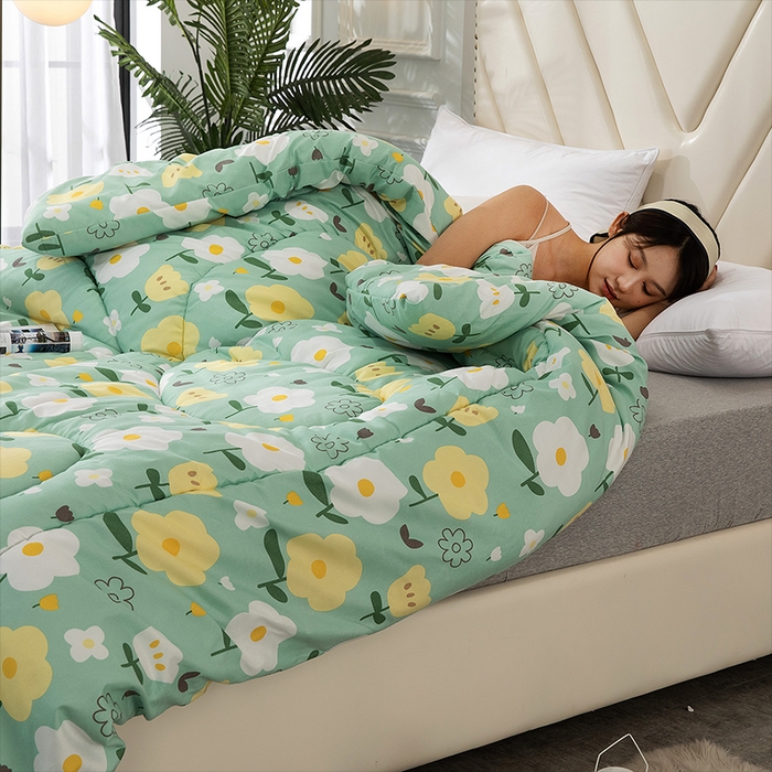 91家纺网 家纺一手货源 找家纺 悦织湾家纺 2025仿棉印花纯色学生被春秋被冬被四季通用被子被芯量多价优整年不断货 清新物语