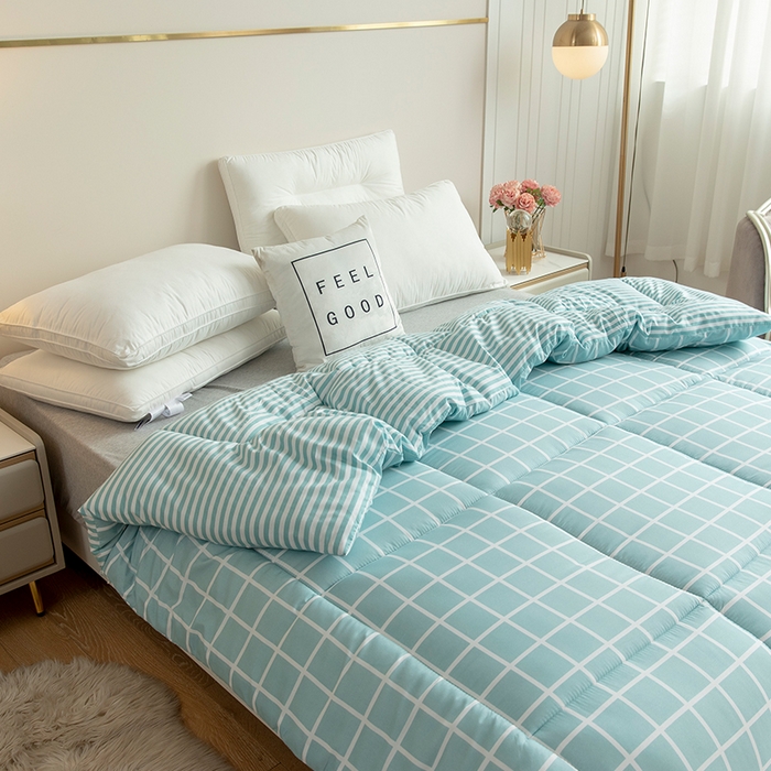 91家纺网 家纺一手货源 找家纺 悦织湾家纺 2025仿棉印花纯色学生被春秋被冬被四季通用被子被芯量多价优整年不断货 情调