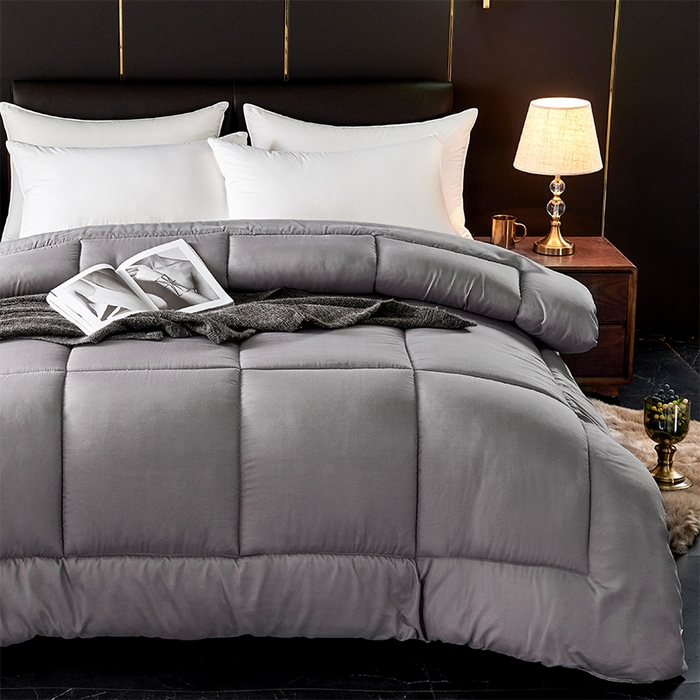 91家纺网 家纺一手货源 找家纺 悦织湾家纺 2025仿棉印花纯色学生被春秋被冬被四季通用被子被芯量多价优整年不断货 深灰