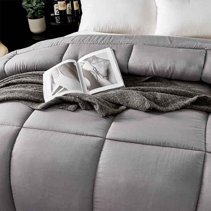 91家纺网 家纺一手货源 找家纺 悦织湾家纺 2025仿棉印花纯色学生被春秋被冬被四季通用被子被芯量多价优整年不断货 深灰