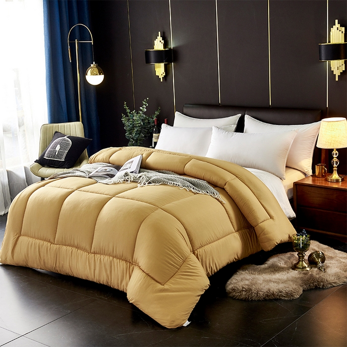 91家纺网 家纺一手货源 找家纺 悦织湾家纺 2025仿棉印花纯色学生被春秋被冬被四季通用被子被芯量多价优整年不断货 驼色