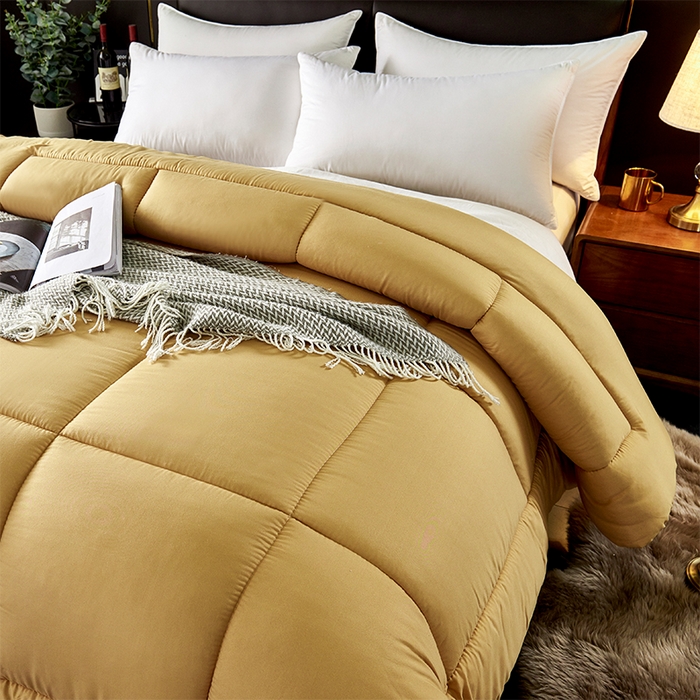 91家纺网 家纺一手货源 找家纺 悦织湾家纺 2025仿棉印花纯色学生被春秋被冬被四季通用被子被芯量多价优整年不断货 驼色