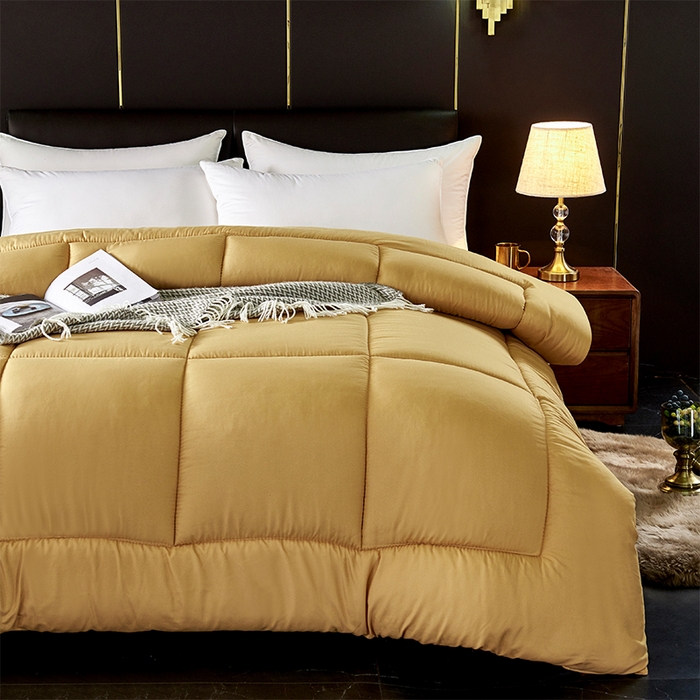 91家纺网 家纺一手货源 找家纺 悦织湾家纺 2025仿棉印花纯色学生被春秋被冬被四季通用被子被芯量多价优整年不断货 驼色