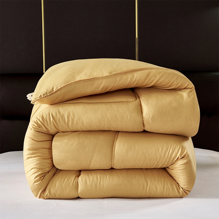 91家纺网 家纺一手货源 找家纺 悦织湾家纺 2025仿棉印花纯色学生被春秋被冬被四季通用被子被芯量多价优整年不断货 驼色