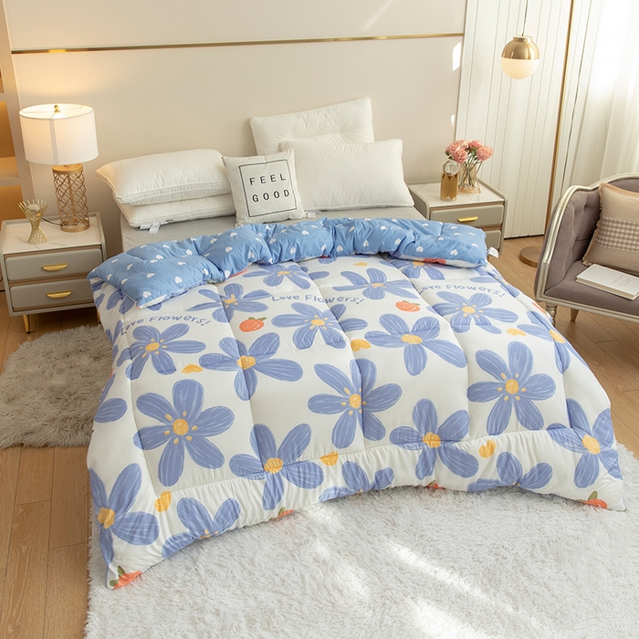 91家纺网 家纺一手货源 找家纺 悦织湾家纺 2025仿棉印花纯色学生被春秋被冬被四季通用被子被芯量多价优整年不断货 唯美