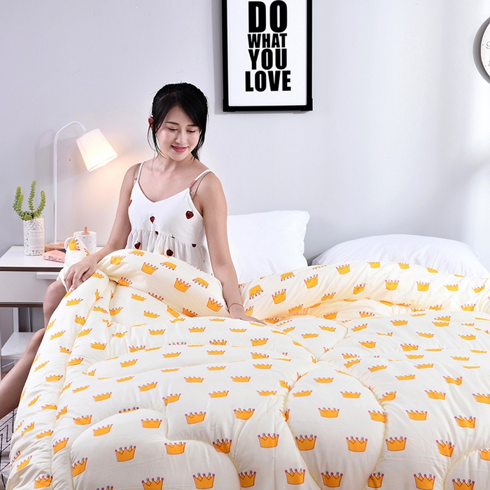 91家纺网 家纺一手货源 找家纺 悦织湾家纺 2025仿棉印花纯色学生被春秋被冬被四季通用被子被芯量多价优整年不断货 小皇冠