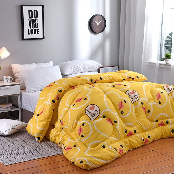 91家纺网 家纺一手货源 找家纺 悦织湾家纺 2025仿棉印花纯色学生被春秋被冬被四季通用被子被芯量多价优整年不断货 小黄鸭