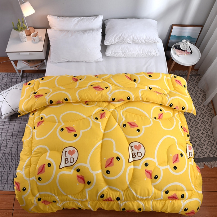 91家纺网 家纺一手货源 找家纺 悦织湾家纺 2025仿棉印花纯色学生被春秋被冬被四季通用被子被芯量多价优整年不断货 小黄鸭