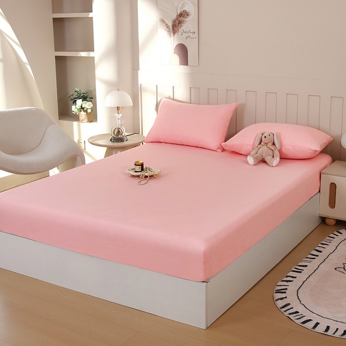 91家纺网 家纺一手货源 找家纺 柏钧家纺 新款外贸跨境电商热销款印花床笠三件套 粉色