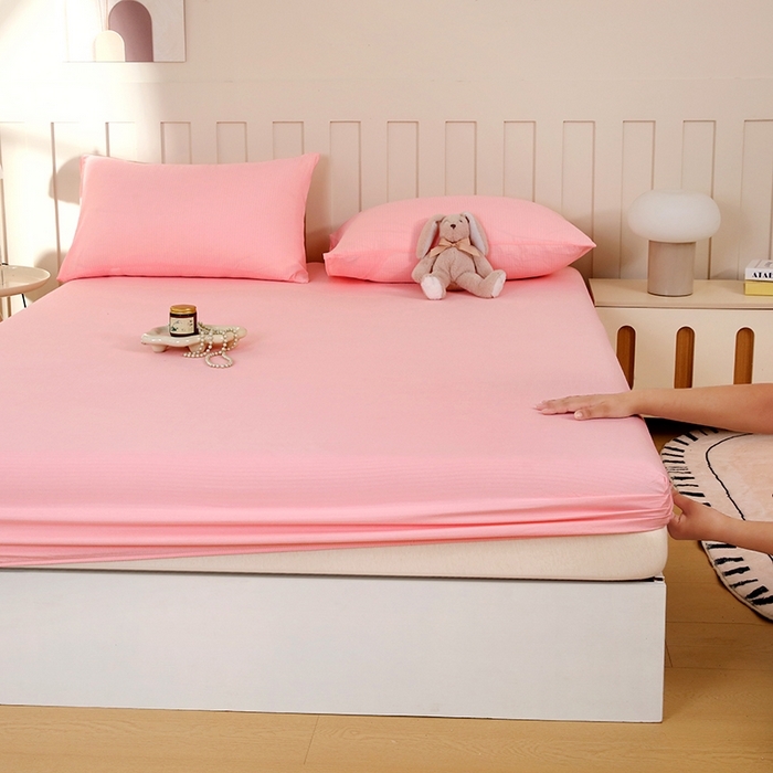 91家纺网 家纺一手货源 找家纺 柏钧家纺 新款外贸跨境电商热销款印花床笠三件套 粉色