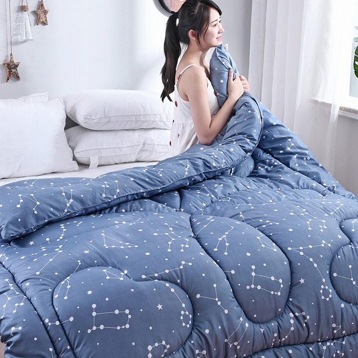 91家纺网 家纺一手货源 找家纺 悦织湾家纺 2025仿棉印花纯色学生被春秋被冬被四季通用被子被芯量多价优整年不断货 星座恋人