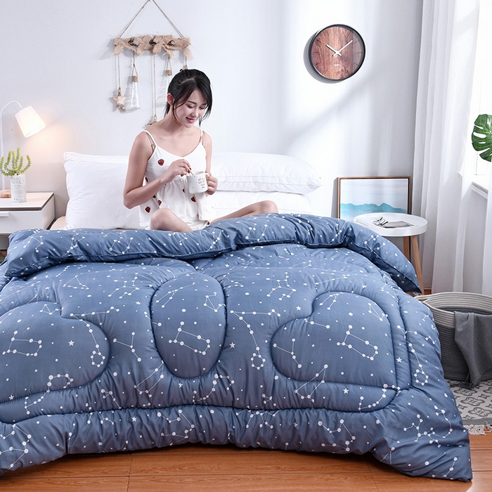 91家纺网 家纺一手货源 找家纺 悦织湾家纺 2025仿棉印花纯色学生被春秋被冬被四季通用被子被芯量多价优整年不断货 星座恋人