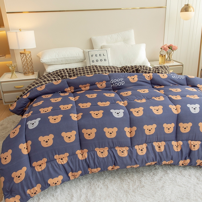 91家纺网 家纺一手货源 找家纺 悦织湾家纺 2025仿棉印花纯色学生被春秋被冬被四季通用被子被芯量多价优整年不断货 熊头