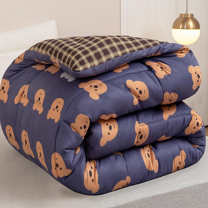 91家纺网 家纺一手货源 找家纺 悦织湾家纺 2025仿棉印花纯色学生被春秋被冬被四季通用被子被芯量多价优整年不断货 熊头