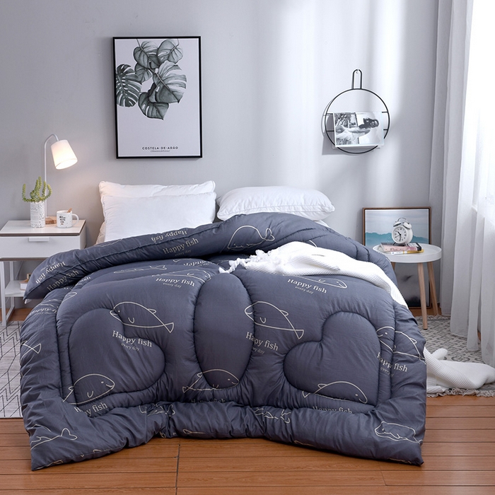 悦织湾家纺 2025仿棉印花纯色学生被春秋被冬被四季通用被子被芯量多价优整年不断货 鱼