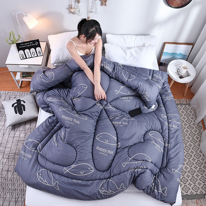 91家纺网 家纺一手货源 找家纺 悦织湾家纺 2025仿棉印花纯色学生被春秋被冬被四季通用被子被芯量多价优整年不断货 鱼