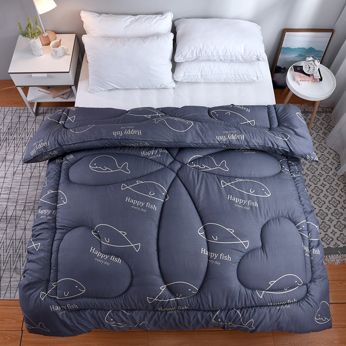 91家纺网 家纺一手货源 找家纺 悦织湾家纺 2025仿棉印花纯色学生被春秋被冬被四季通用被子被芯量多价优整年不断货 鱼