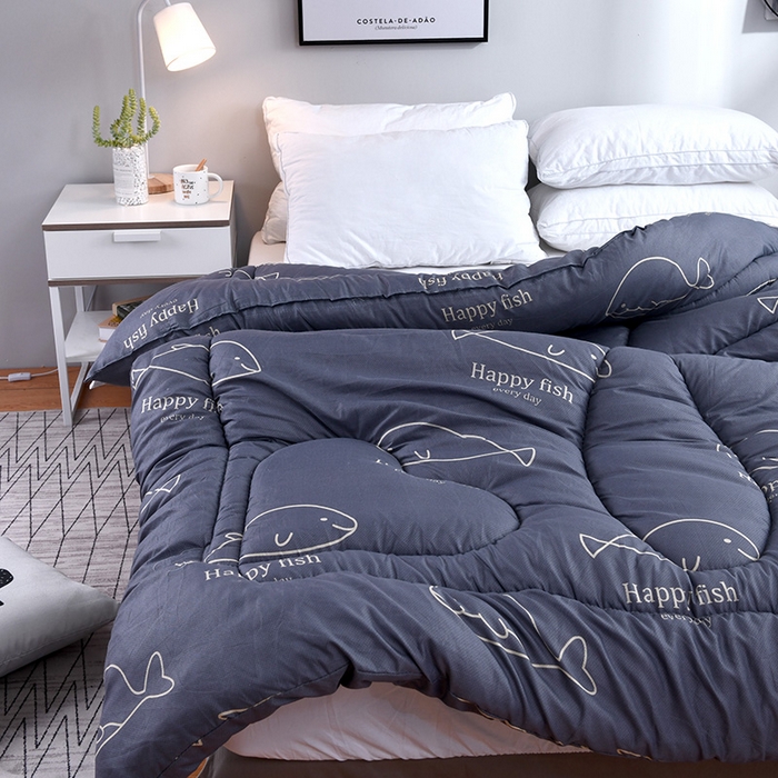 91家纺网 家纺一手货源 找家纺 悦织湾家纺 2025仿棉印花纯色学生被春秋被冬被四季通用被子被芯量多价优整年不断货 鱼