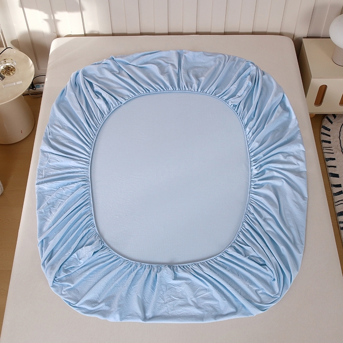 91家纺网 家纺一手货源 找家纺 柏钧家纺 新款外贸跨境电商热销款印花床笠三件套 蓝色