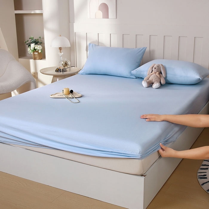 91家纺网 家纺一手货源 找家纺 柏钧家纺 新款外贸跨境电商热销款印花床笠三件套 蓝色