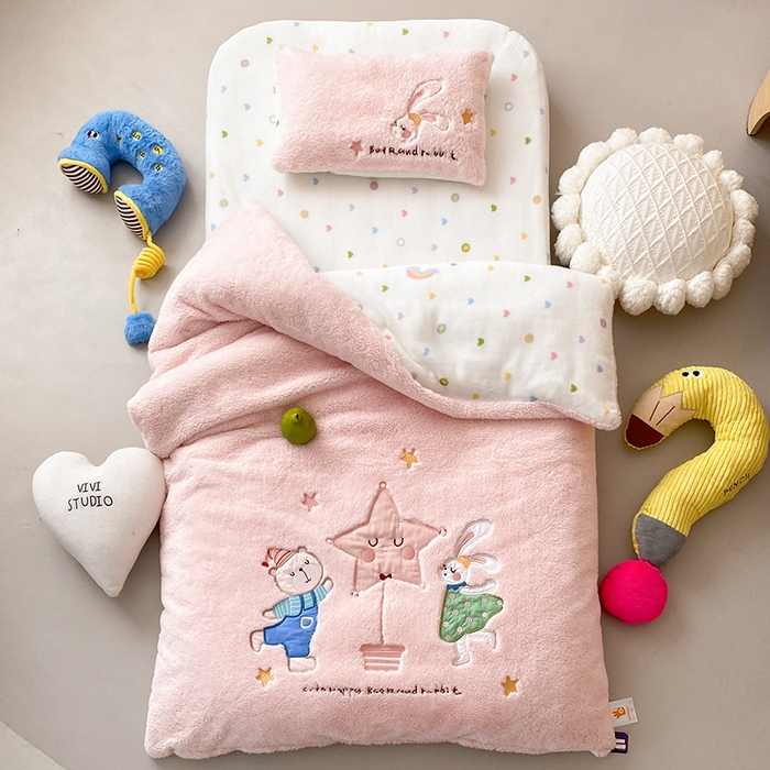 91家纺网 家纺一手货源 找家纺 （总）宝贝优选 2025新款A类保暖幼儿园儿童绒套件（绵羊绒+牛奶绒）