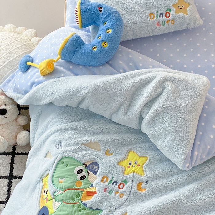 91家纺网 家纺一手货源 找家纺 （总）宝贝优选 2025新款A类保暖幼儿园儿童绒套件（绵羊绒+牛奶绒）