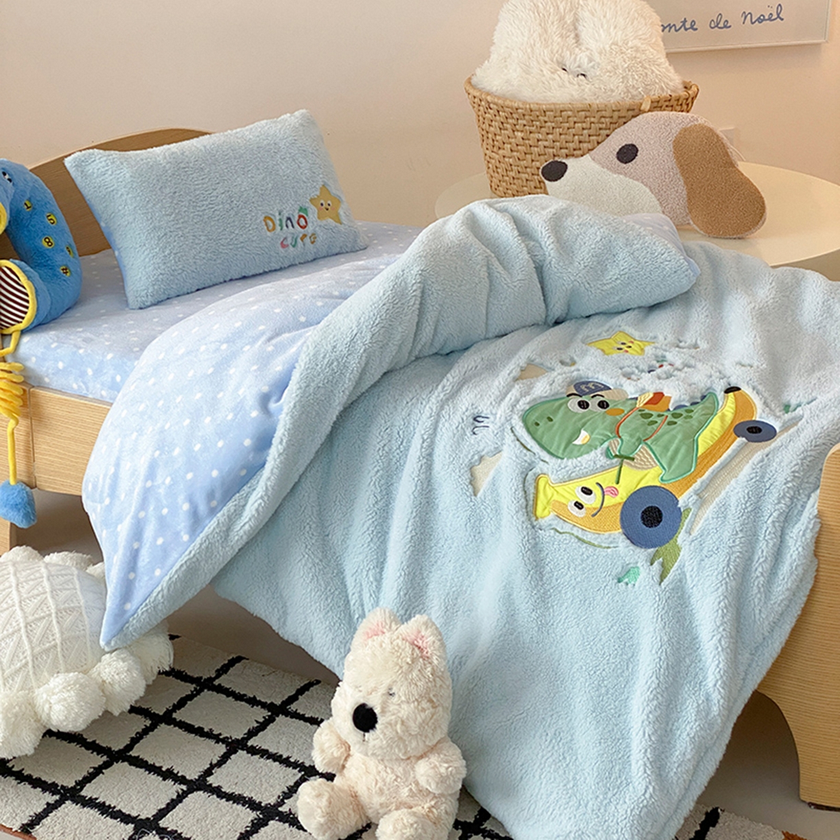 91家纺网 家纺一手货源 找家纺 （总）宝贝优选 2025新款A类保暖幼儿园儿童绒套件（绵羊绒+牛奶绒）