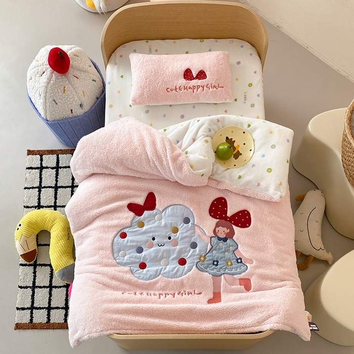 91家纺网 家纺一手货源 找家纺 （总）宝贝优选 2025新款A类保暖幼儿园儿童绒套件（绵羊绒+牛奶绒）